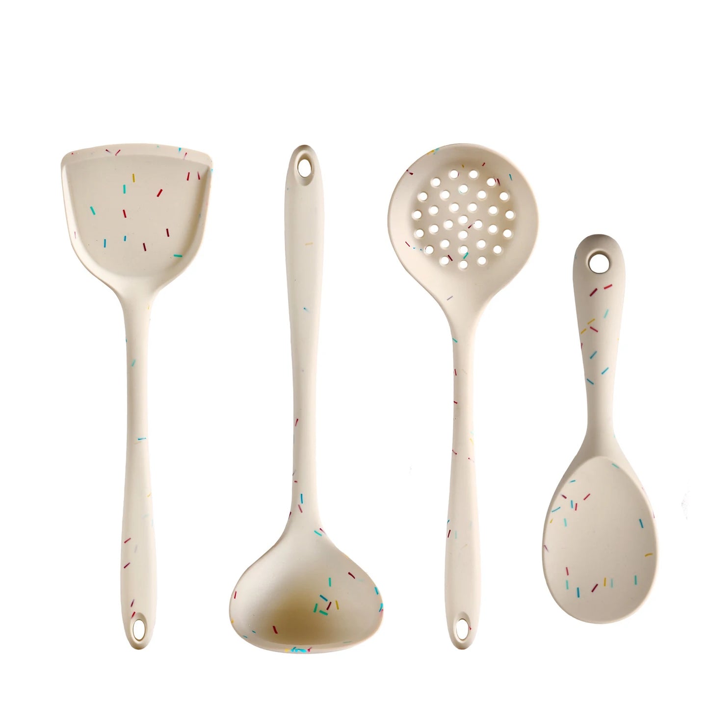 7-Piece Silicone Cooking Utensil Set – Food-Grade Silicone, Long Handle Soup Ladle, Skimmer, Stir Fry Spatula, Slotted Spatula, Spaghetti Server, Rice Spoon, Spoon Spatula, High Temperature Resistant, Great for Cooking and Baking