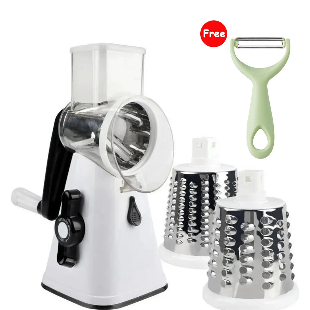 Rotary Cheese Grater with Peeler White
