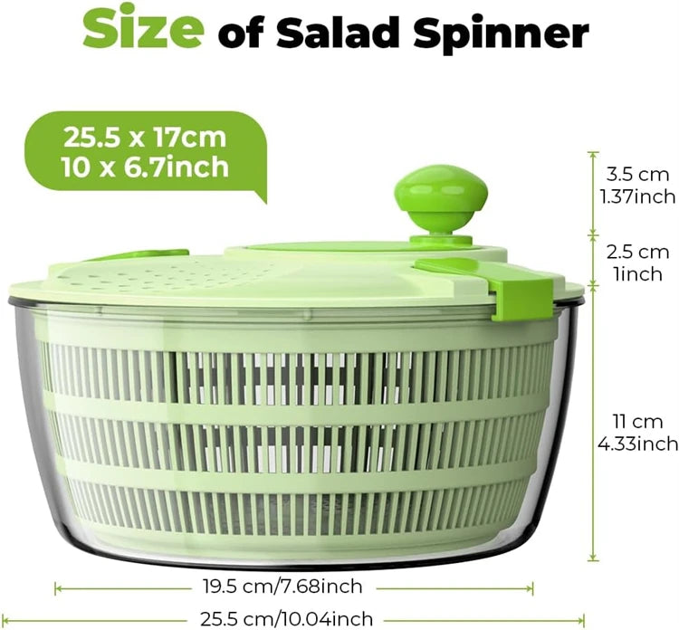 4.2L Quick Dry Salad Spinner – Lettuce Washer & Drainer with Multiple Water Outlets – Best for Washing & Drying Salad Leaves – Available in Black & Green Colours
