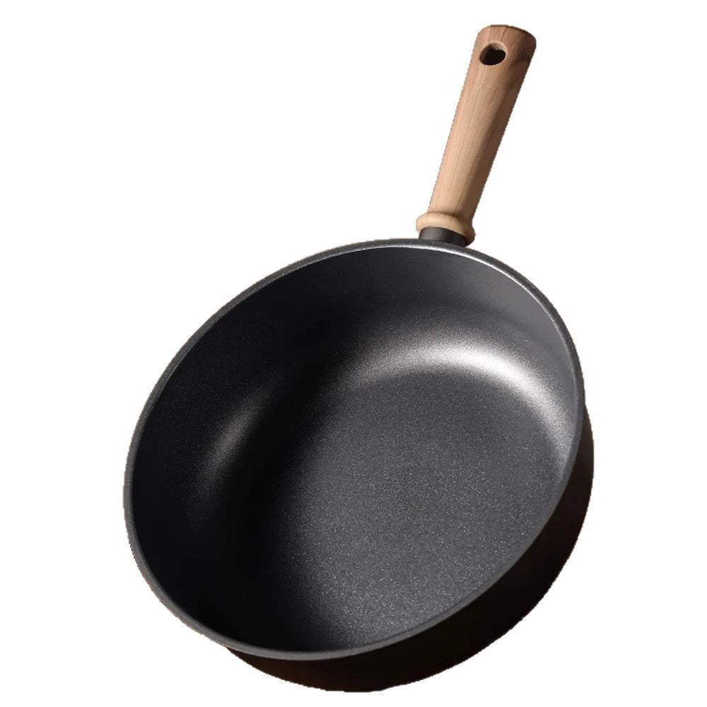 28Cm Titanium Nonstick Deep Frying Pan with Glass Lid  For Induction Electric Gas Stoves Eco Friendly Cookware