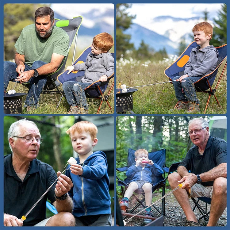 8 Piece Extendable Stainless Steel Roasting Sticks – Telescopic Marshmallow & BBQ Skewers – Great for Campfires, Fire Pits & S'mores