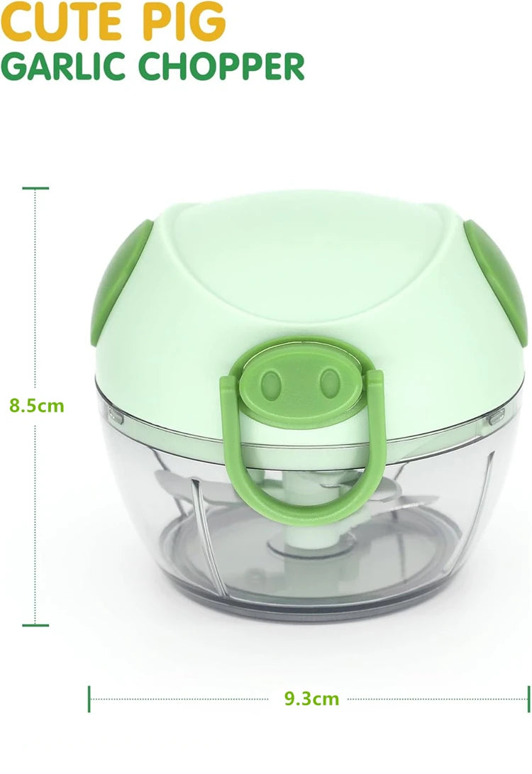 Pull String Food Chopper with Container – Manual Vegetable Chopper & Onion Cutter – Ideal for Garlic, Onions, Herbs & Veggies