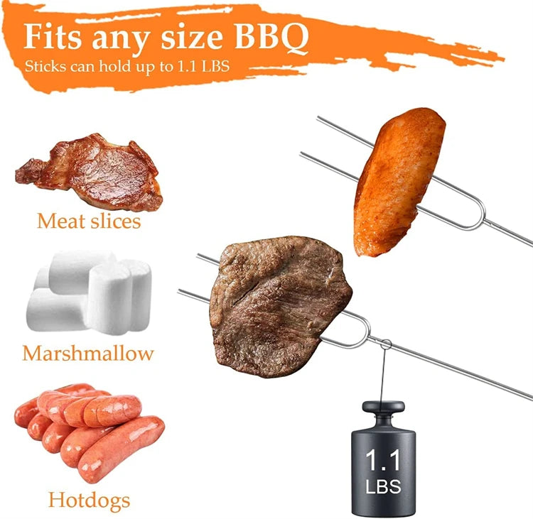 8 Piece Extendable Stainless Steel Roasting Sticks – Telescopic Marshmallow & BBQ Skewers – Great for Campfires, Fire Pits & S'mores
