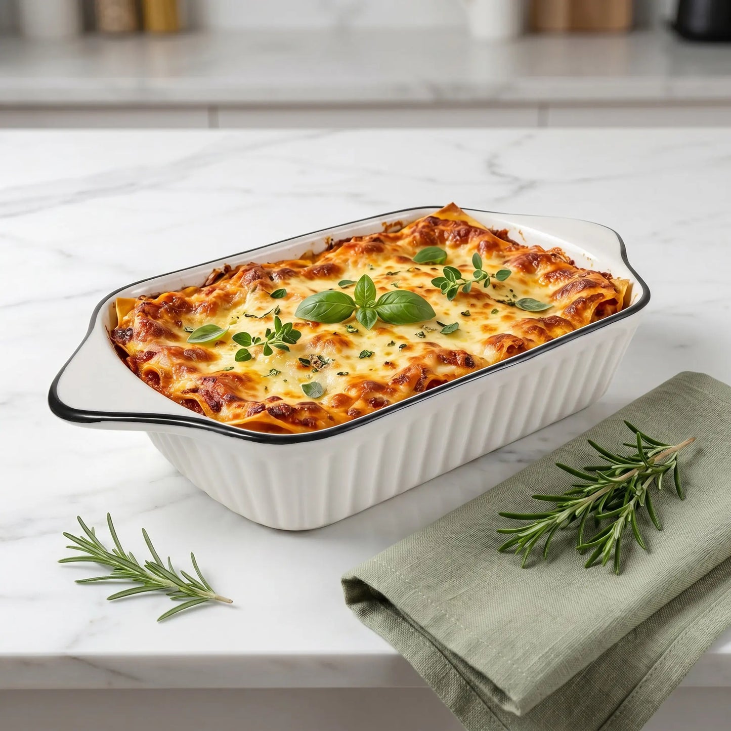 Rectangular Ceramic Baking Dish with Handles – Porcelain, Oven, Microwave & Dishwasher Safe, 27.5cm, Great for Casseroles, Roasting, and Everyday Baking