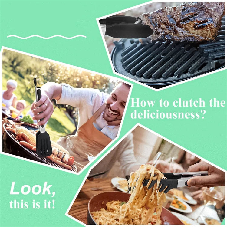 Stainless Steel Kitchen Tongs with Silicone Tips – Nonstick Cooking & BBQ Grilling Tongs – Best for Serving, Frying & Salads