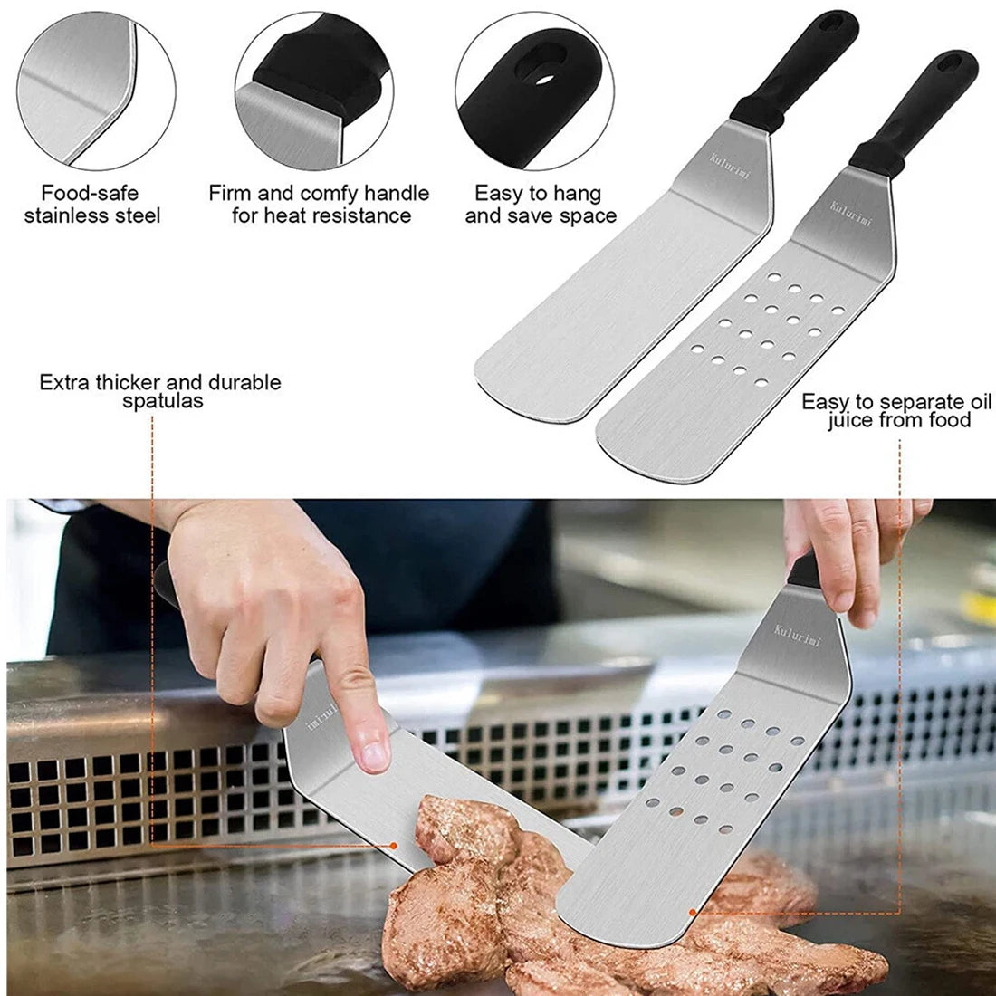 14 Piece Stainless Steel BBQ Tool Set with Storage Bag – Spatulas, Tongs, Basting Brush & Egg Rings – Best for Barbecues, Camping & Garden Grilling