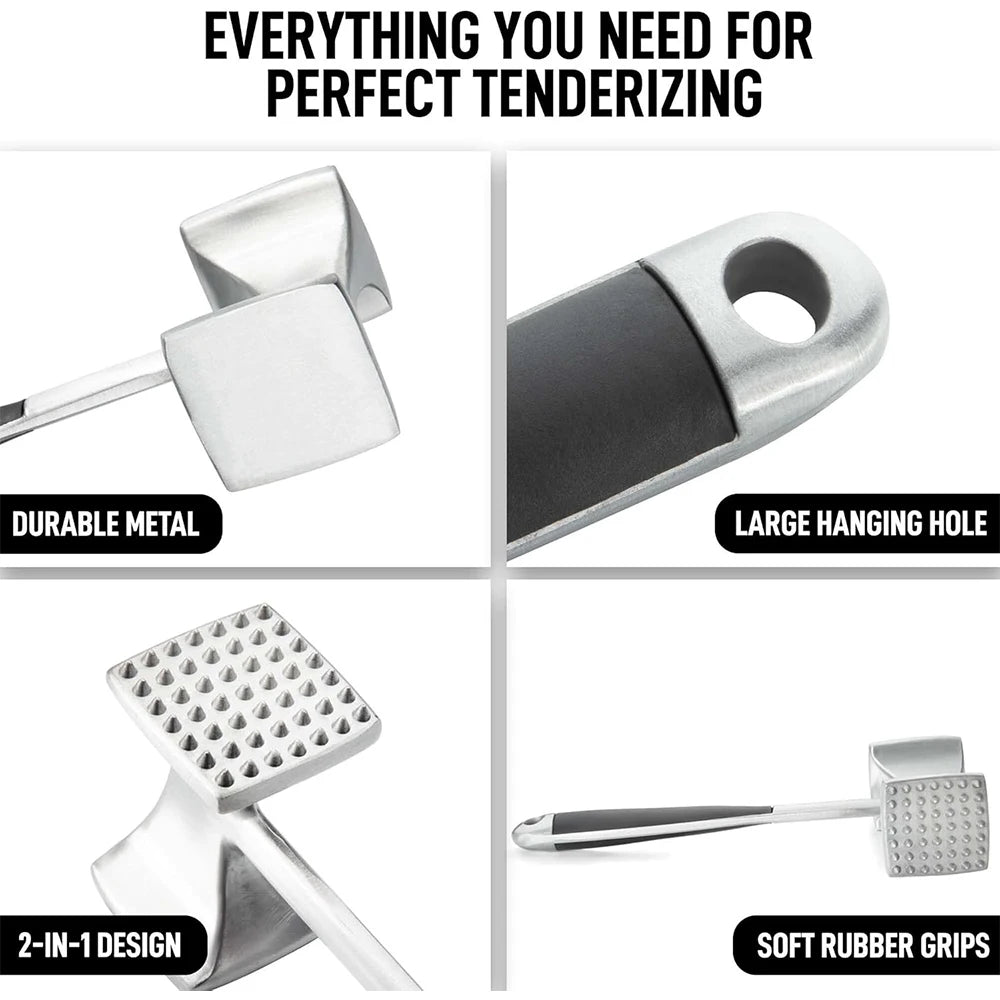 Zinc Alloy Meat Tenderizer Hammer with Non-Slip Grip Handle
