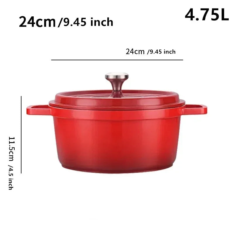 Non-Stick Cast Aluminium Enamelled Cooking Pot with Lid - Available in 2.75L & 4.75L