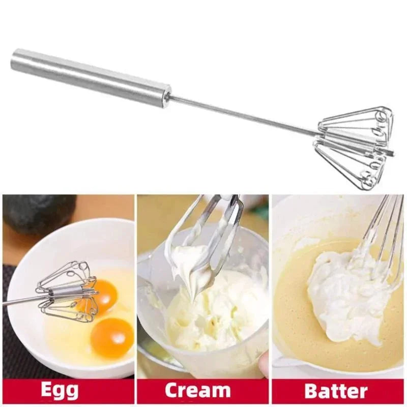 Semi-Automatic Stainless Steel Push Whisk – Hand-Push Egg Beater & Milk Frother – Best for Eggs, Cream & Sauces – Available in 10, 12 & 14 Inch