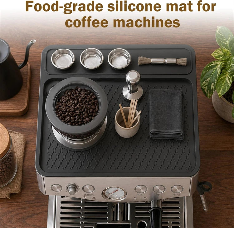 Non-Slip Silicone Espresso Tamping Mat – Coffee Machine Top Mat & Tamper Pad – Perfect for Tamping Espresso at Home – Available in Black & Grey Colours
