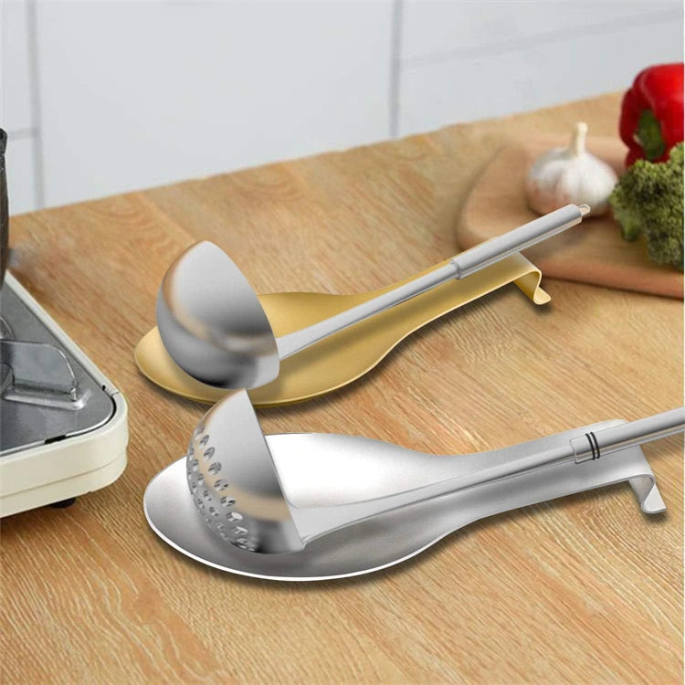 Large Stainless Steel Spoon Rest – Spatula & Ladle Holder for Worktop & Stove Top – Great for Keeping Cooking Utensils Tidy – Available in Gold & Silver Colours