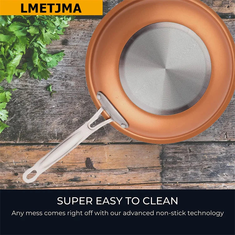 Ceramic Titanium Nonstick Aluminium Frying Pan – Copper Colour Round Egg Pan & Skillet – Best for Eggs, Omelettes, Steak & Fish – Available in 20cm, 24cm & 28cm
