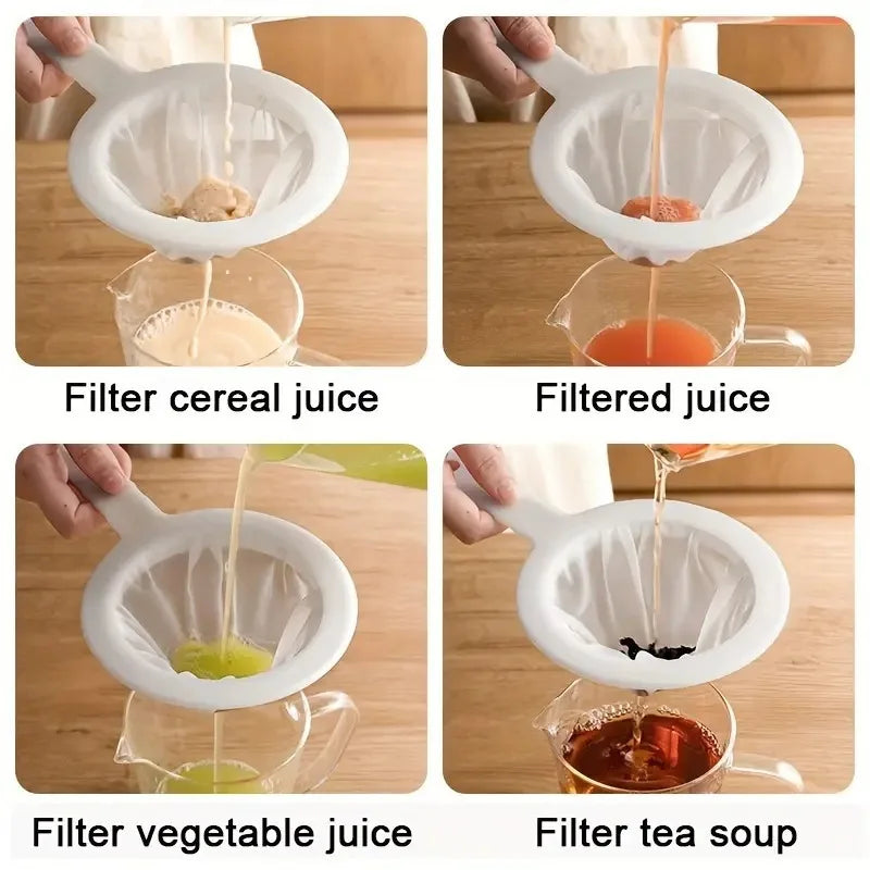 400 Mesh Fine Filter Bag with Handle – Reusable Nut Milk, Soy Milk & Juice Strainer – Great for Smooth Drinks, Yoghurt & Flour – Available in 1 & 2 Packs