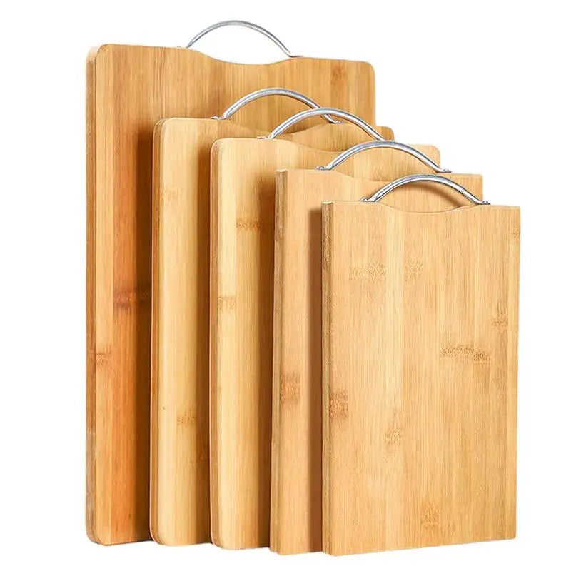 Bamboo Cutting Board with Stainless Steel Handle – Reversible Double-Sided Chopping Board with Hanging Handle – Durable, stylish, Hygienic & Easy-to-Store Multi-Purpose Cutting Board for Daily Food Prep –Available in 5 Sizes