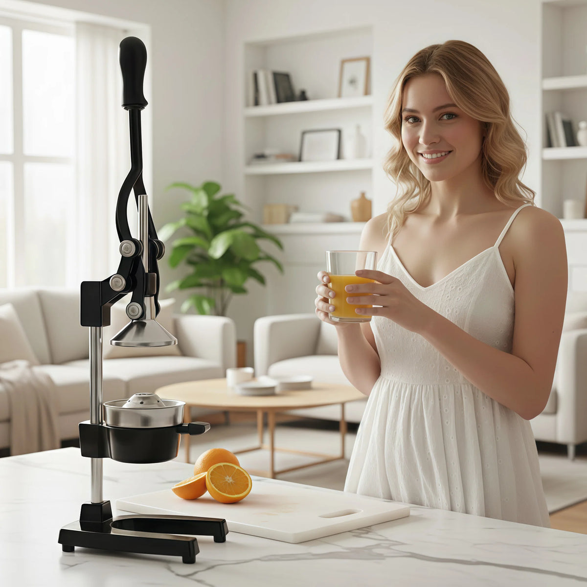 Cast Iron Lever Citrus Juicer – Heavy Duty Manual Lemon & Orange Squeezer with 304 Stainless Steel Press – Ideal for Fresh Juice with High Yield
