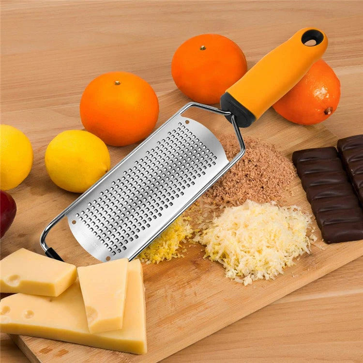 Stainless Steel Lemon Zester & Cheese Grater – Handheld Citrus Zester for Garlic, Ginger & Chocolate – Best for Zesting & Fine Grating – Available in Black, Red & Yellow Colours