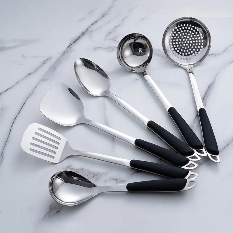 6-Piece Stainless Steel Kitchen Utensil Set with Ergonomic Handles