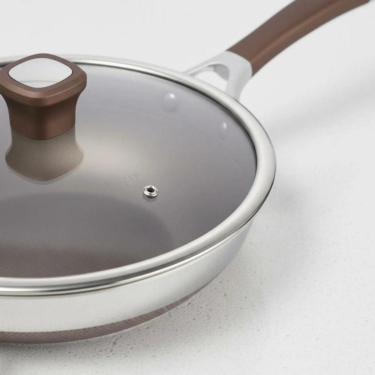 Titanium Non-Stick Frying Pan with Glass Lid – 304 Stainless Steel Large Skillet for Induction – Great for Family Stir-Fries & Searing – Available in 32cm & 34cm