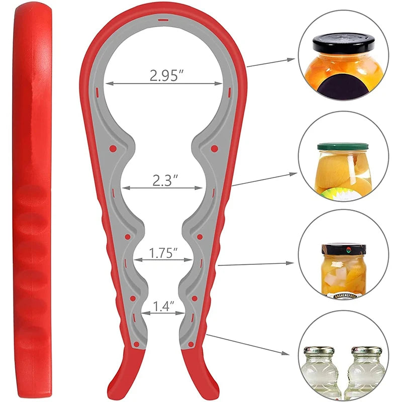 5-in-1 Jar Opener Set for Weak Hands – Multi-Function Can & Bottle Opener with Non-Slip Silicone Grip – Perfect for Seniors & Arthritic Hands – Available in Black, Red, Orange, Green & Blue Colours