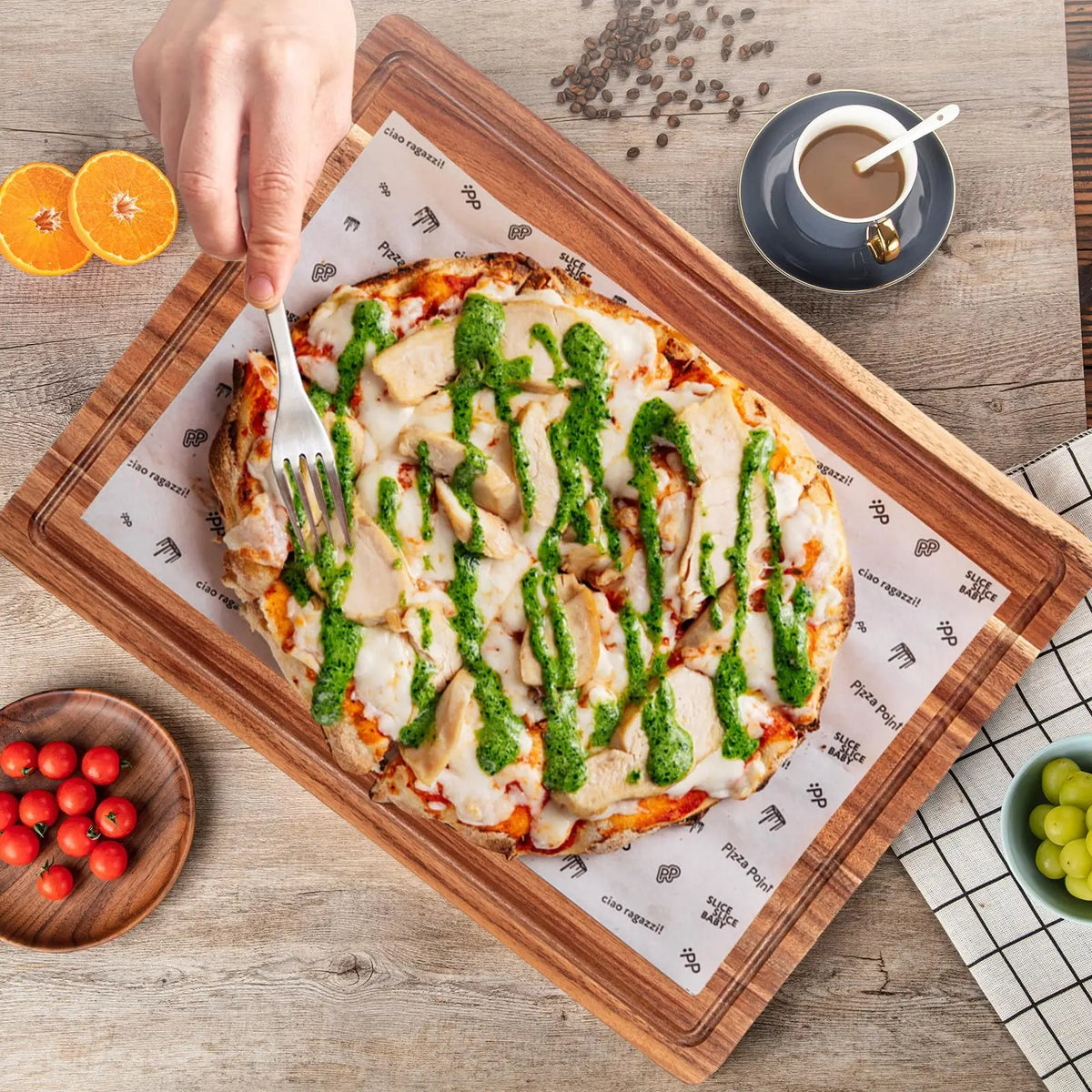 Acacia Wood Chopping Board – Thick Reversible Butcher Block with Juice Groove – Best for Carving, Cheese & Serving – Available in Small & Medium