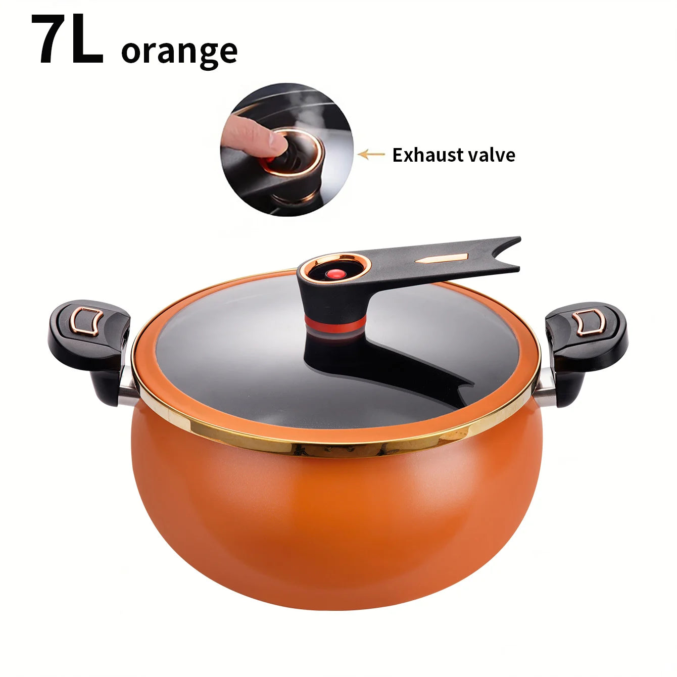 Mini Pressure Cooker with Locking Lid & Steam Exhaust Valve – Non-Stick Multipurpose 7L Capacity (26cm) Cooking Pot for Fast Cooking of Stews, Curries, Soups & One-Pot Meals – Available in Black, Orange, White & Sky Blue