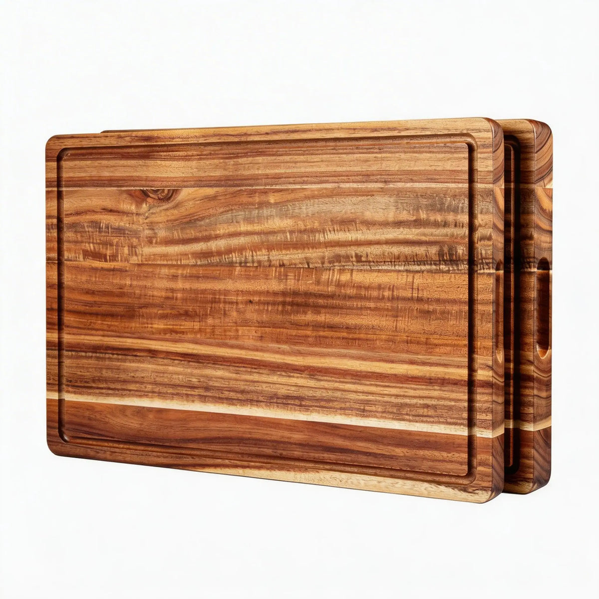 Acacia Wood Chopping Board – Thick Reversible Butcher Block with Juice Groove – Best for Carving, Cheese & Serving – Available in Small & Medium
