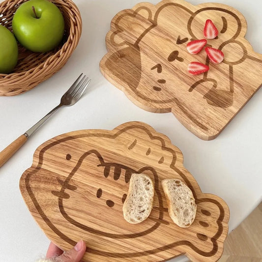 Cute Animal Wooden Chopping Board – Rubberwood Cartoon Cutting & Serving Board – Ideal for Fruit, Baby Food & Snacks