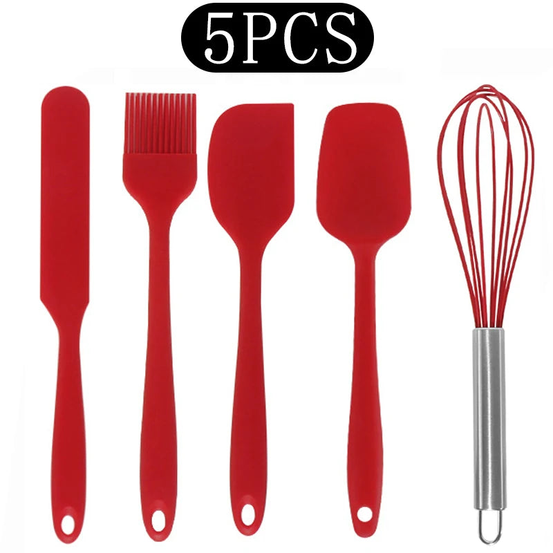 Silicone Kitchen Utensils Set with Stainless Steel Handles – Non-Stick, Heat-Resistant Cooking  Kitchen Utensils for Everyday Cooking & Baking, Available in 4 Colours & Multiple Set Sizes