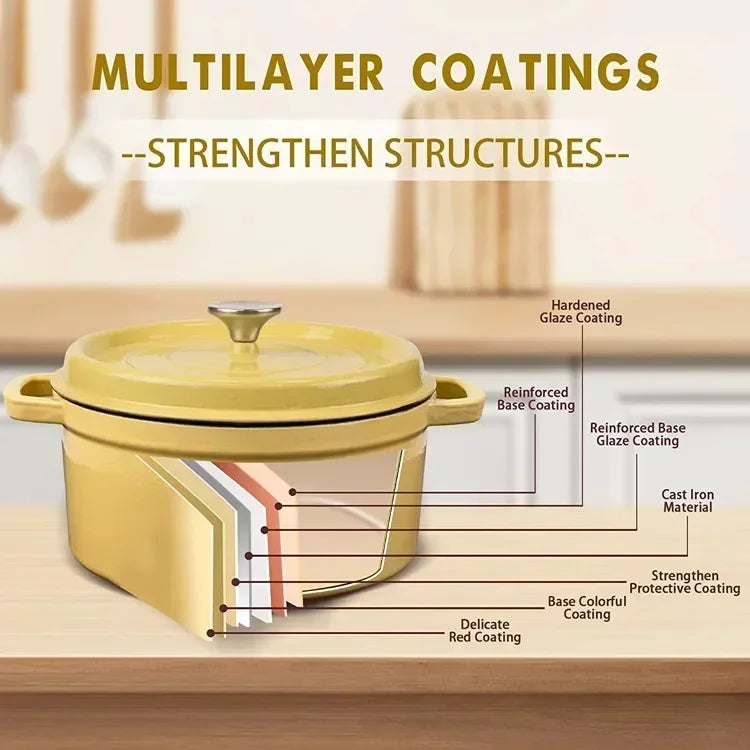 Non-Stick Cast Aluminium Enamelled Cooking Pot with Lid - Available in 2.75L & 4.75L