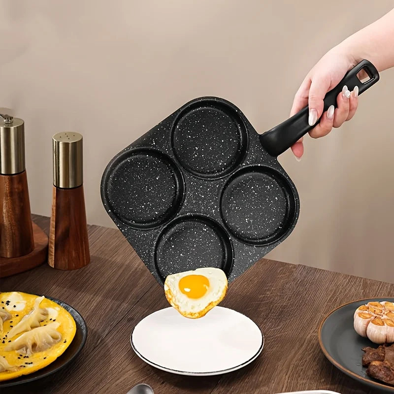 4 Cup Egg Pan – Non-Stick Pancake & Fried Egg Maker for Induction & Gas – Best for Breakfast Muffins, Mini Pancakes & Burgers