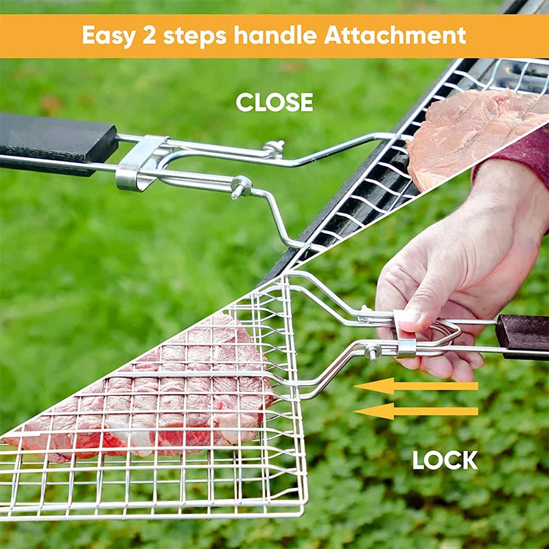Foldable Stainless Steel BBQ Grill Basket