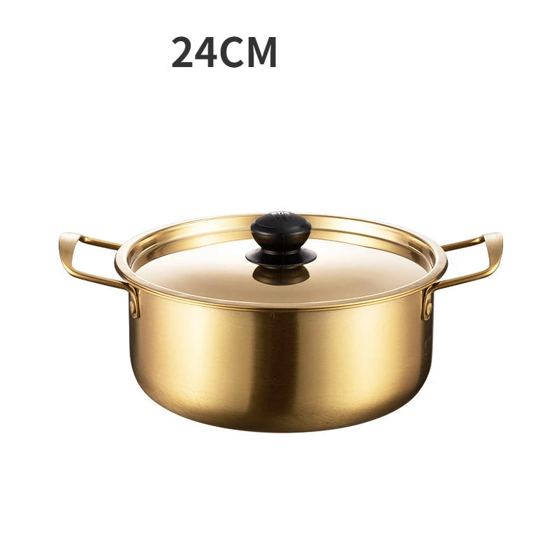 Golden Stainless Steel Noodle Pot with Lid 04