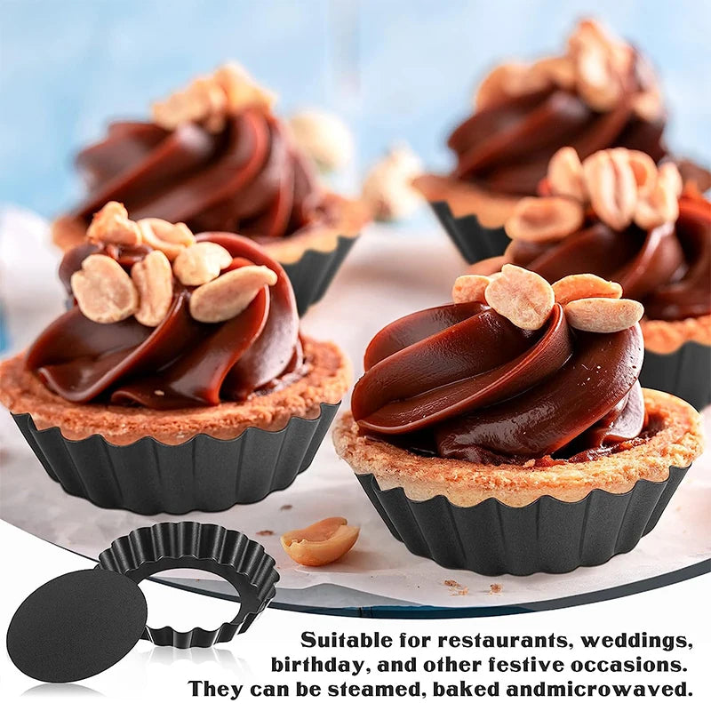 8cm Non-Stick Carbon Steel Mini Tart Pans with Removable Bottoms – Fluted Egg Tart Moulds – Great for Tarts, Quiches & Cupcakes – Available in 4 Pieces, 6 Pieces, 8 Pieces & 10 Pieces