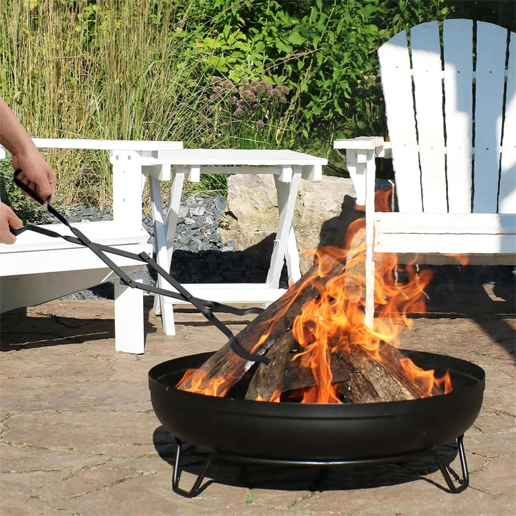 Firewood Tongs & Fire Poker Set with Wooden Handles – Rustproof Campfire & Fire Pit Set – Perfect for Fireplaces, Fire Pits & Campfires – Available as Tongs, Poker, Forks or Full Set