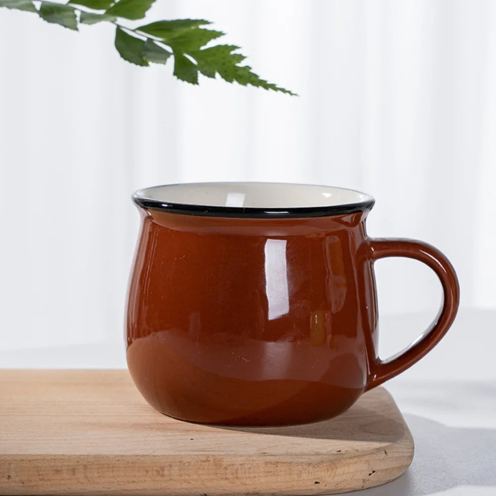 Nordic Ceramic Coffee & Tea Mug – Solid Colour Vintage Milk Cup, Available in 8 Colours & 2 Sizes (300ml / 400ml)