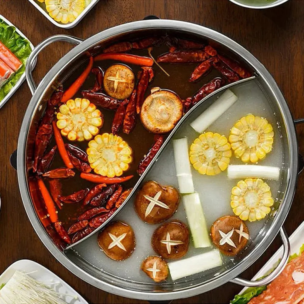 Divided Hot Pot – Stainless Steel Twin Soup Pot for Gas & Induction Hobs – Ideal for Hot Pot Parties & Family Dinners – Available in 28cm & 30cm