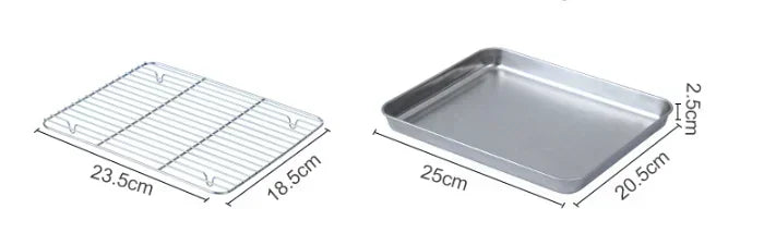 Stainless Steel Baking Tray with Wire Rack 25x20.5cm-M