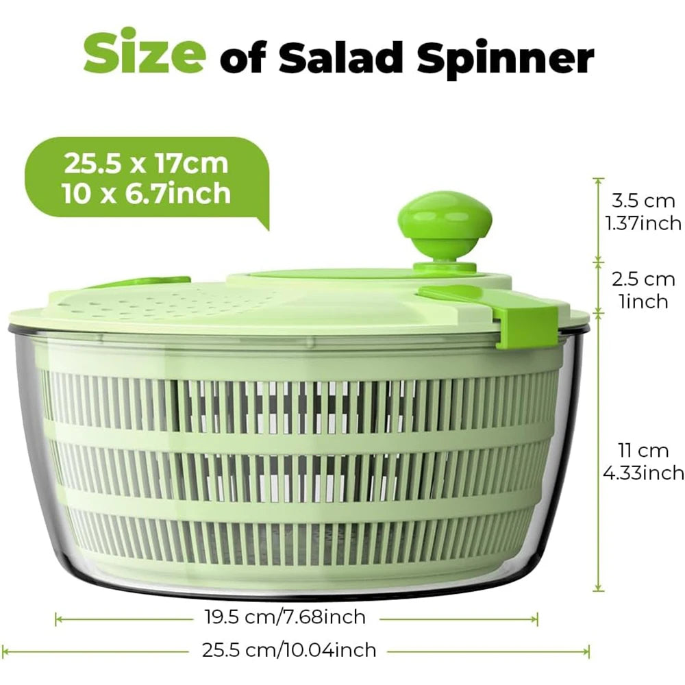 4.2L Quick Dry Salad Spinner – Lettuce Washer & Drainer with Multiple Water Outlets – Best for Washing & Drying Salad Leaves – Available in Black & Green Colours