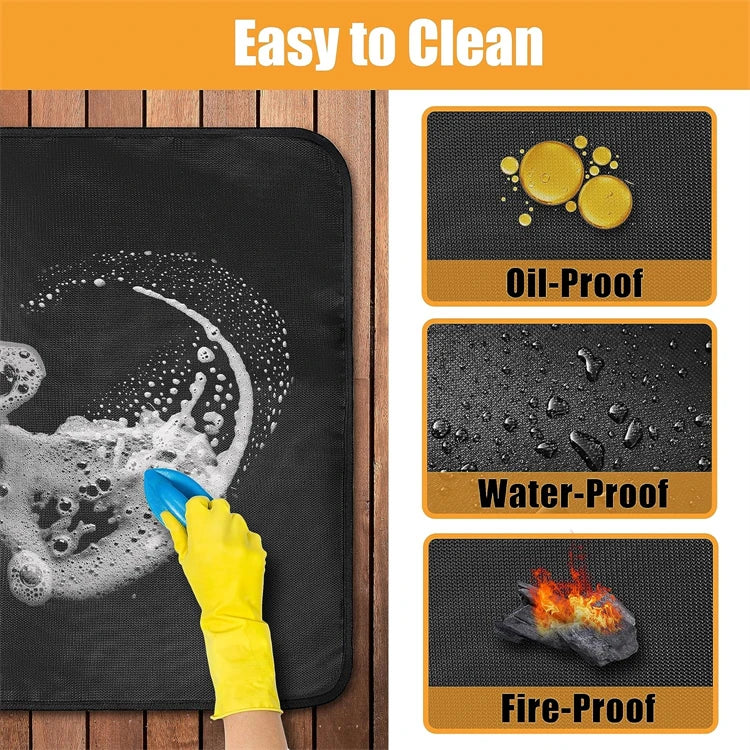 Double-Sided Fireproof Under Grill Mat – Oil & Waterproof BBQ, Fire Pit & Fireplace Protective Mat – Best for Patios, Decks & Lawns – Available in 40x60cm, 122x76cm, 127x97cm & 165x99cm