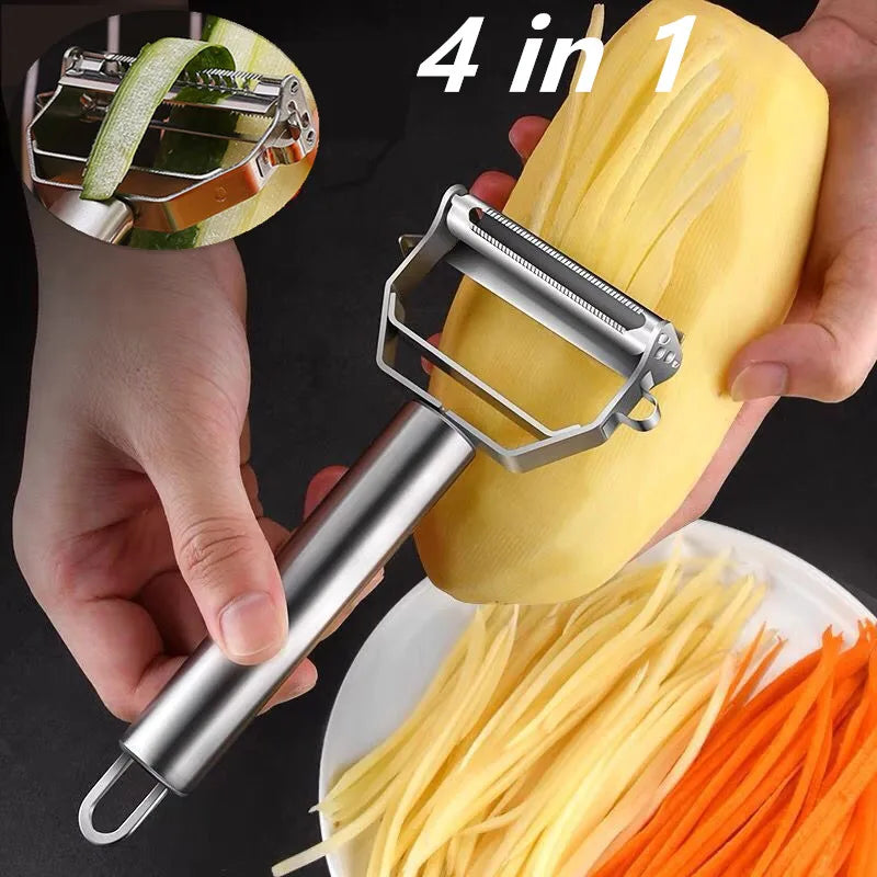 Stainless Steel Julienne & Vegetable Peeler – Multi-Function Double-Blade Fruit Peeler & Shredder – Ideal for Carrots, Potatoes & Cucumbers – Available in 2-in-1 & 4-in-1