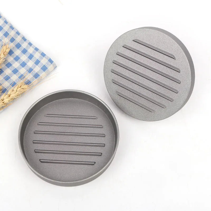Non-Stick Burger Press with Wax Papers – Aluminium Round Patty Maker with Removable Handle – Ideal for BBQ Burgers & Meat Pies – Available in Black & Red Colours