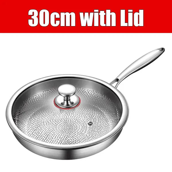 Stainless Steel Hammered Frying Pan 30cm with Lid