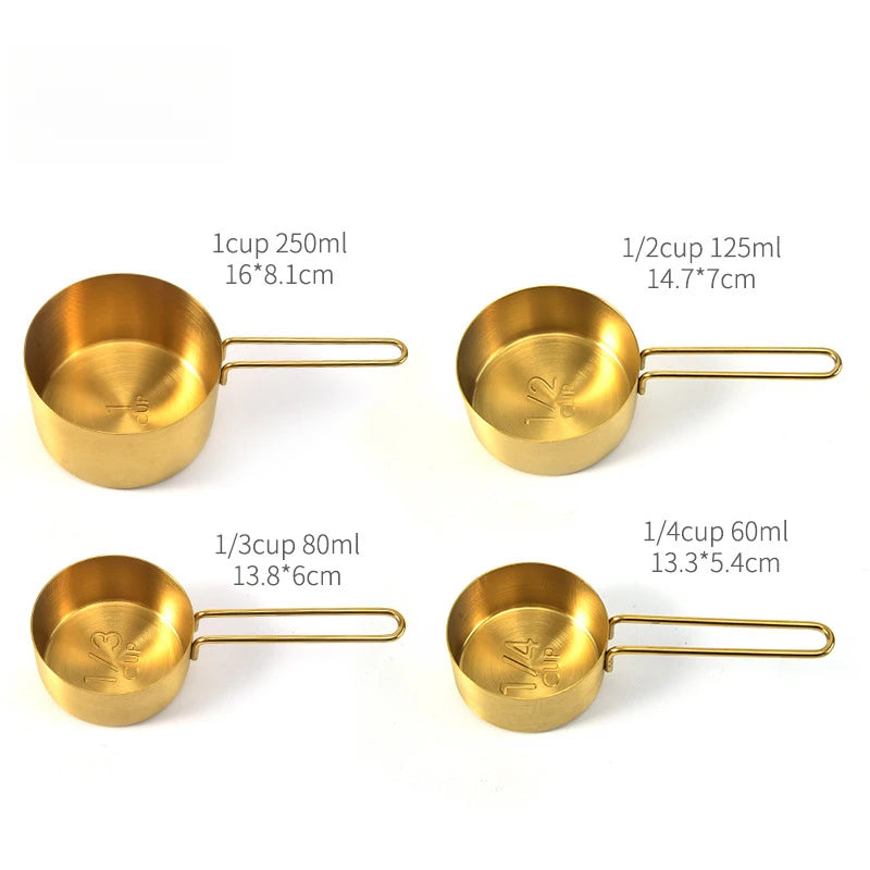 Gold Stainless Steel Measuring Cups & Spoons Set-4 Sizes 9pcs Set ,8pcs Set , 5 Measuring Spoons Set ,4 Measuring Cups Set options