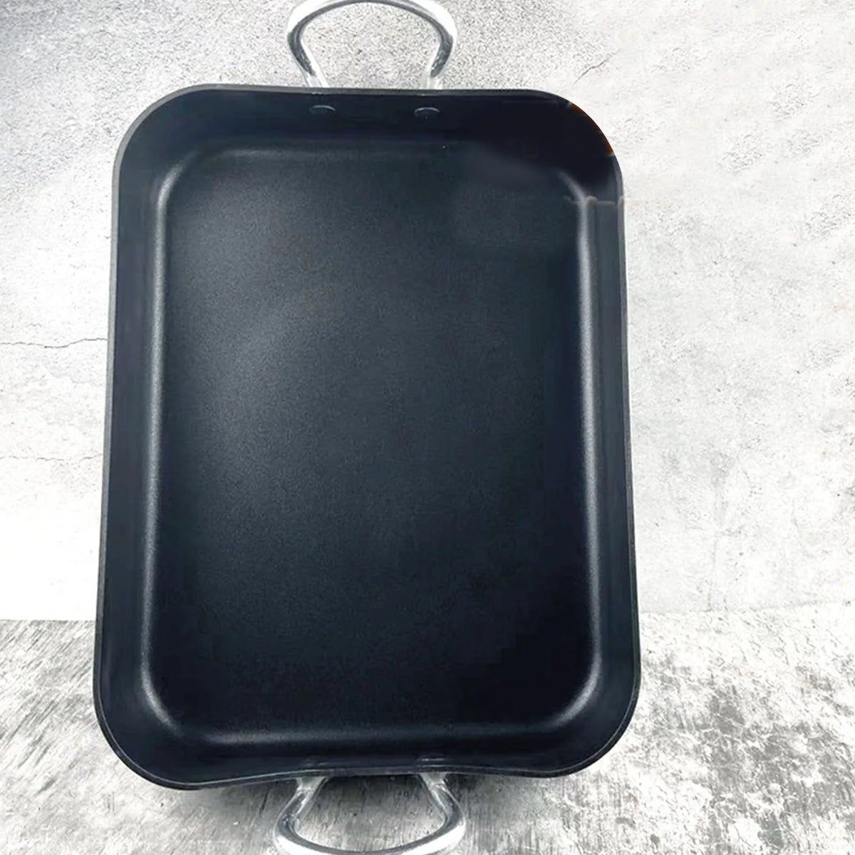 Rectangle Frying Pan Nonstick Aluminum Alloy Multifunction Flat Single Bottom Fry Pan with Handles for Home Kitchen Business