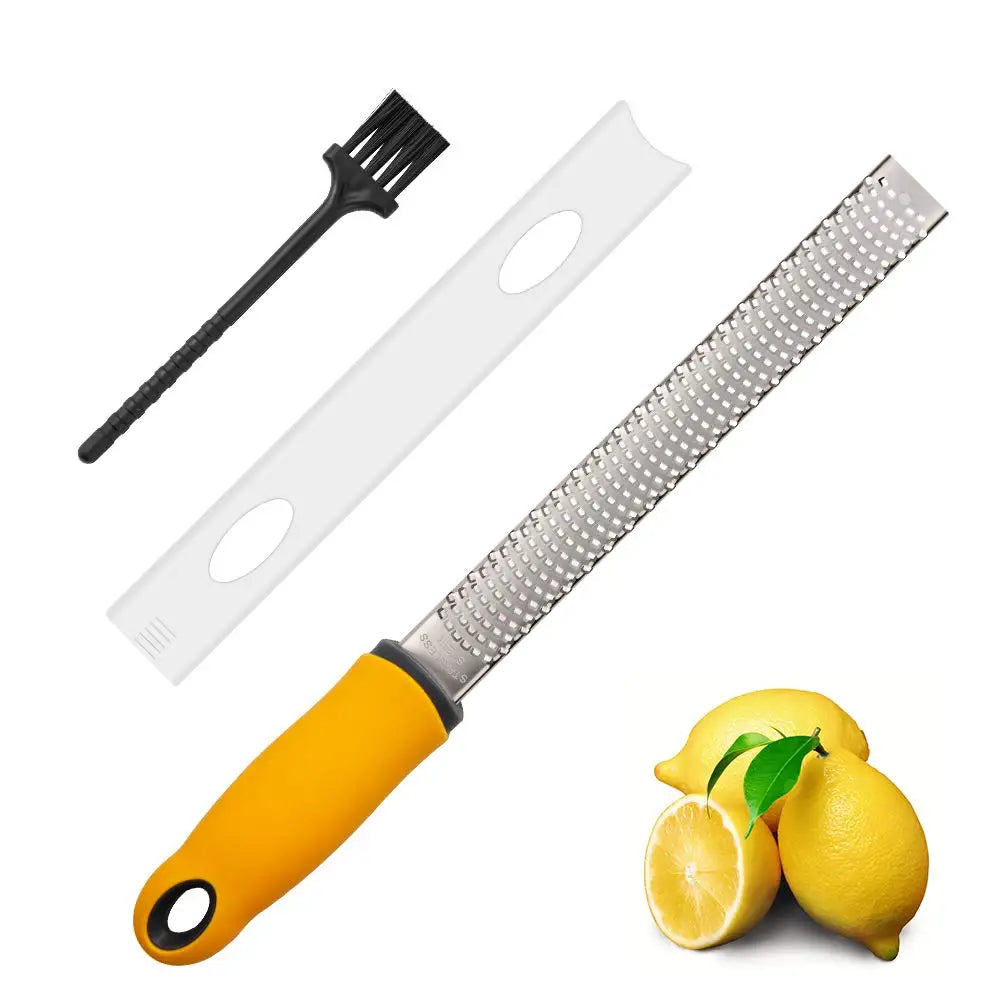 Stainless Steel Lemon Zester & Cheese Grater – Handheld Citrus Zester for Garlic, Ginger & Chocolate – Best for Zesting & Fine Grating – Available in Black, Red & Yellow Colours
