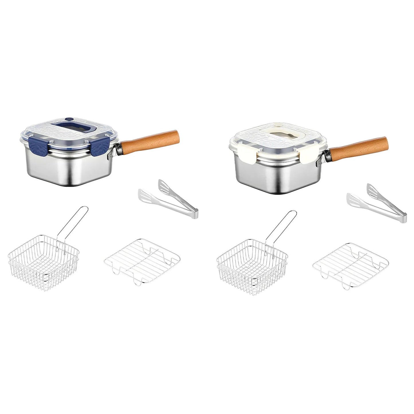 Portable Frying  Set Multifunctional Oil Saving Mini Fryer Kit Stainless Steel Pot For Kitchen Fries Chicken