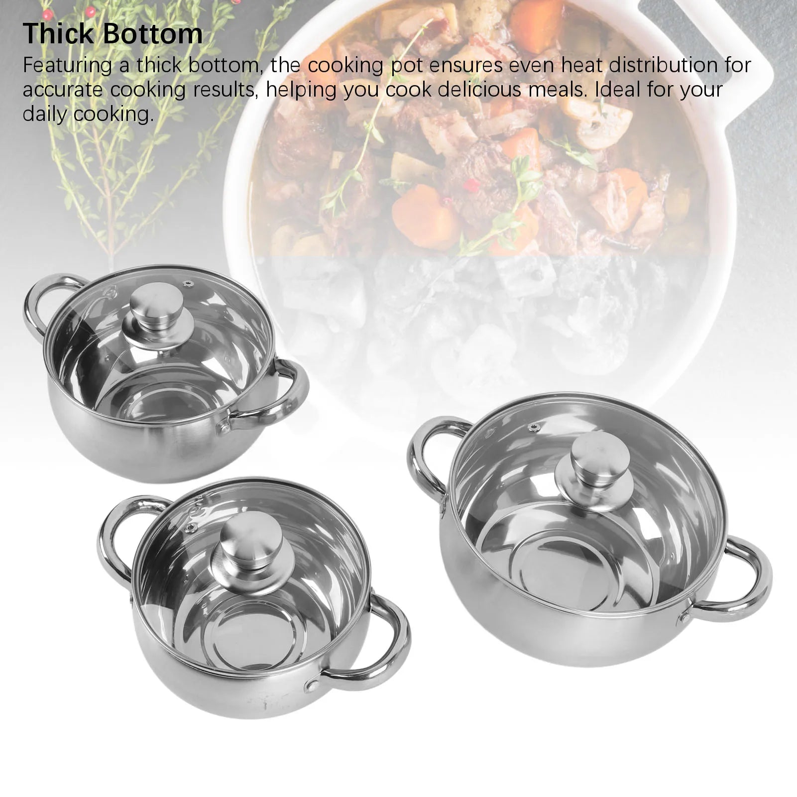 Stainless Steel Soup Pot Set — 3 Piece