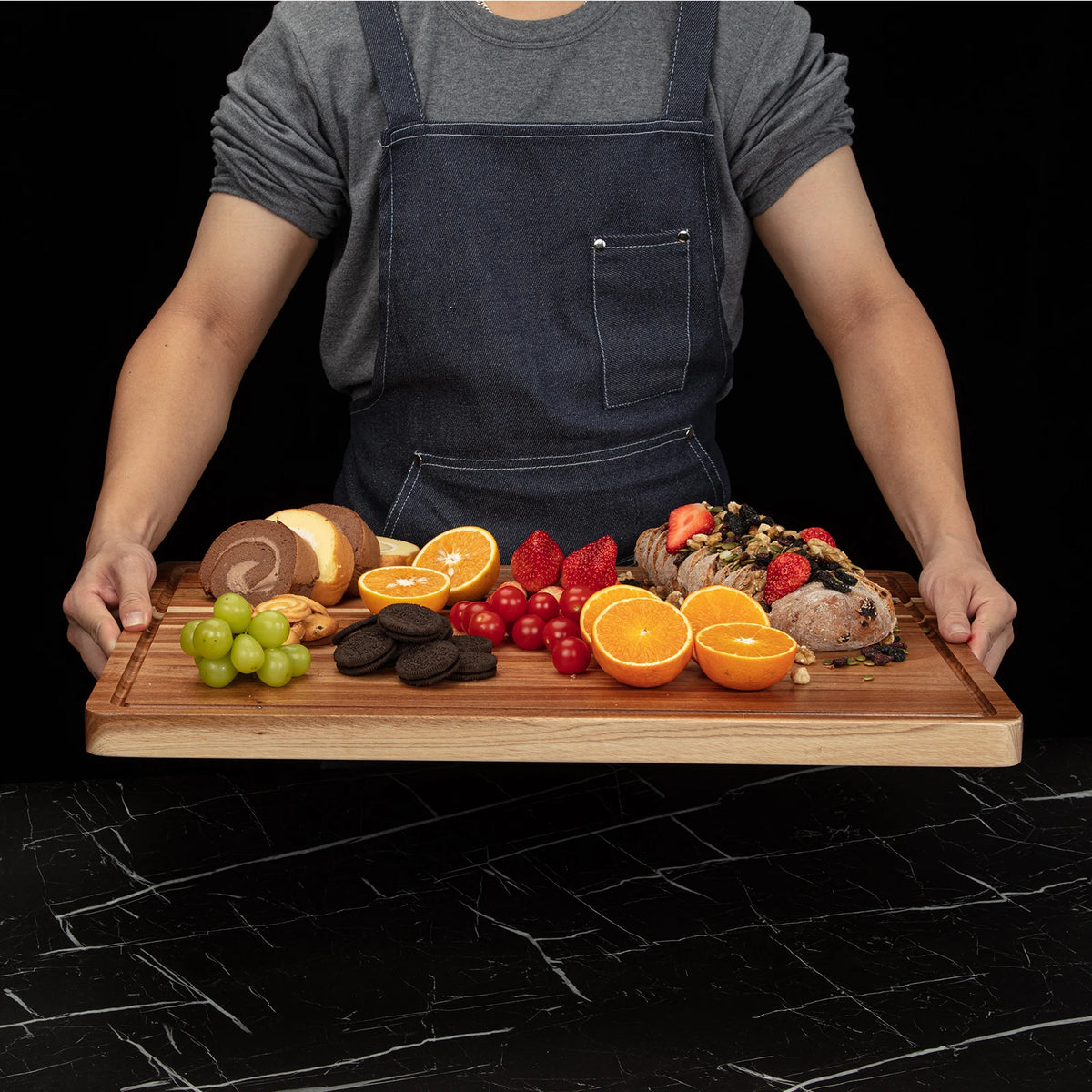 Extra Thick Acacia Wood Chopping Block – Large Heavy Duty Butcher Board with Juice Groove – Ideal for Roast Turkey, Meat & Veg – Available in 50.8 x 38cm & 61 x 45.7cm