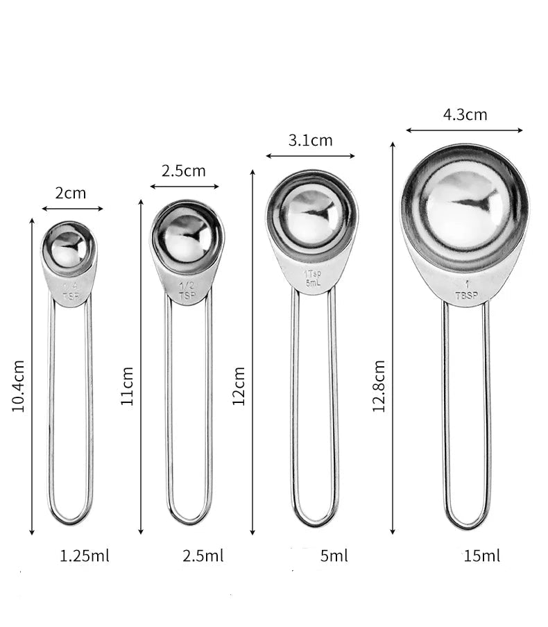 4-Piece Stainless Steel Measuring Cup & Spoon Set