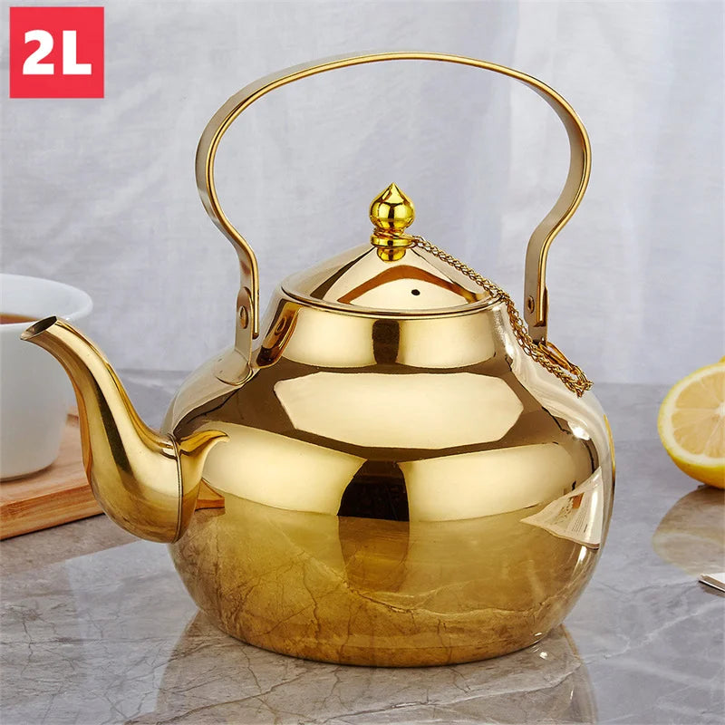 Golden Stainless Steel Kettle with Infuser – Multi-Use for Tea, Coffee, Oils Storage, Clear Soups & Baby Food Prep ,Home & Office Kitchenware 
